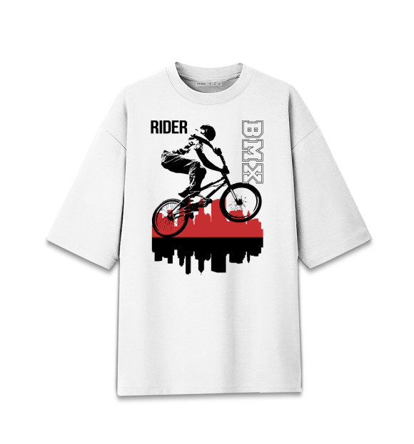 Женская футболка оверсайз с изображением Rider bmx цвета Белый