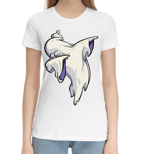 Женская хлопковая футболка с изображением Ghost dab цвета Белый