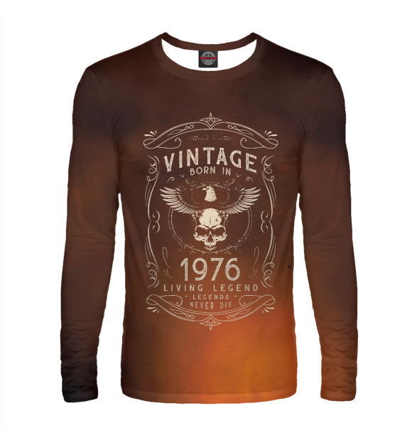 Мужской лонгслив с изображением Vintage Born In 1976 Living цвета Белый