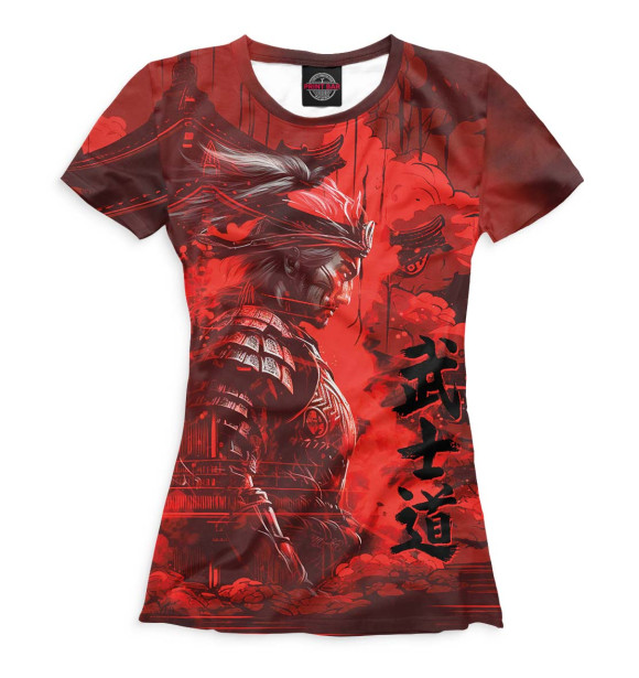 Футболка для девочек с изображением Самурай цвета Белый