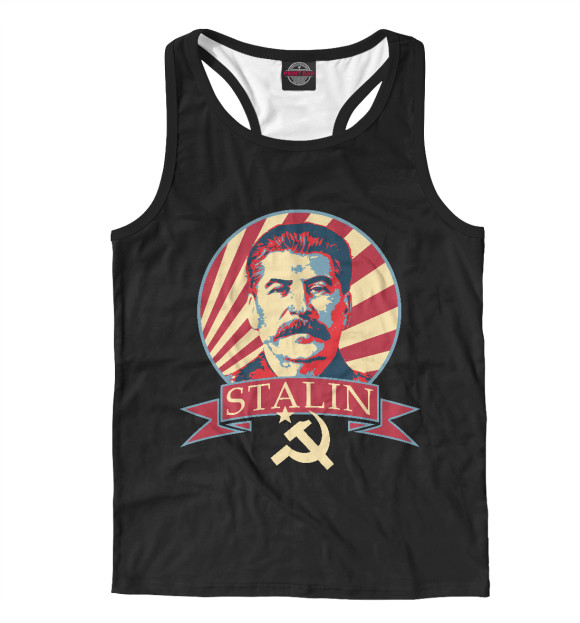 Мужская майка-борцовка с изображением Сталин цвета Белый