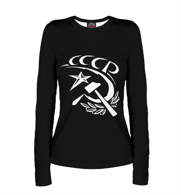 Женский лонгслив с изображением СССР цвета Белый