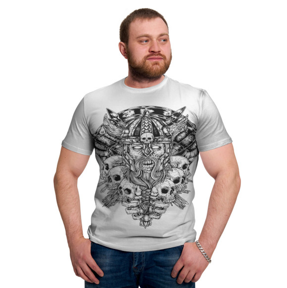 Мужская футболка с изображением Викинги цвета Белый