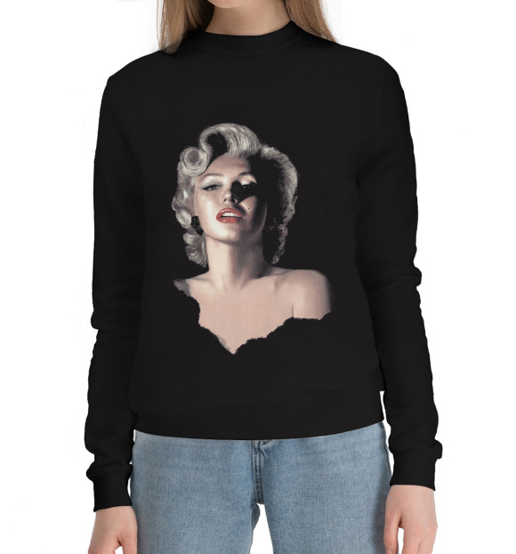 Женский хлопковый свитшот с изображением Luscious Marilyn цвета Черный