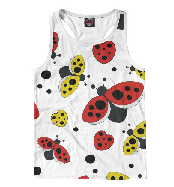 Мужская майка-борцовка с изображением Божьи коровки летают цвета Белый