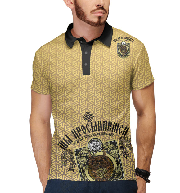 Мужское поло с изображением Сова цвета Белый