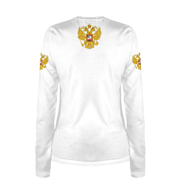 Женский лонгслив с притом Россия цвета Белый Женский лонгслив с изображением Россия цвета Белый