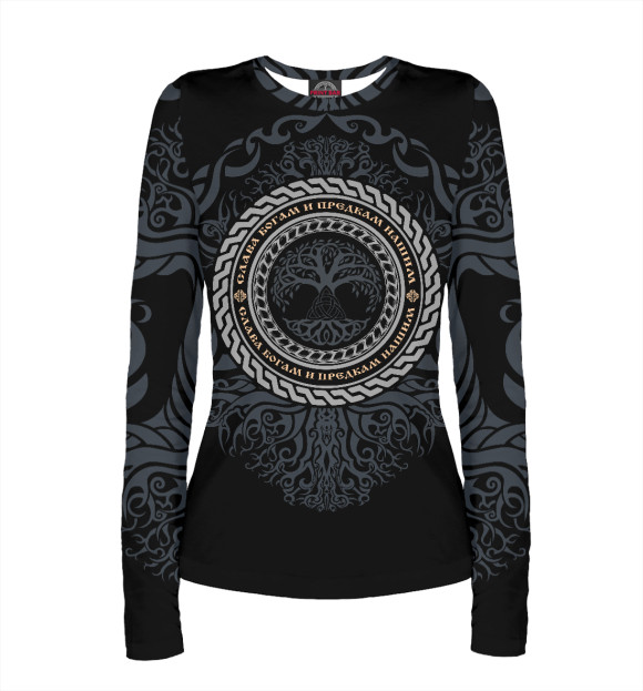 Женский лонгслив с изображением Наши Боги и Предки цвета Белый