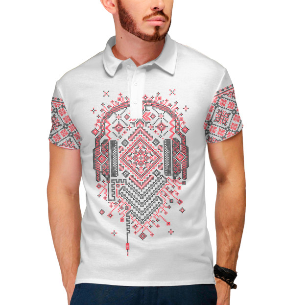 Мужское поло с изображением Традиции Современности цвета Белый