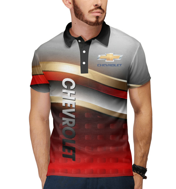 Мужское поло с изображением Chevrolet / Шевроле цвета Белый