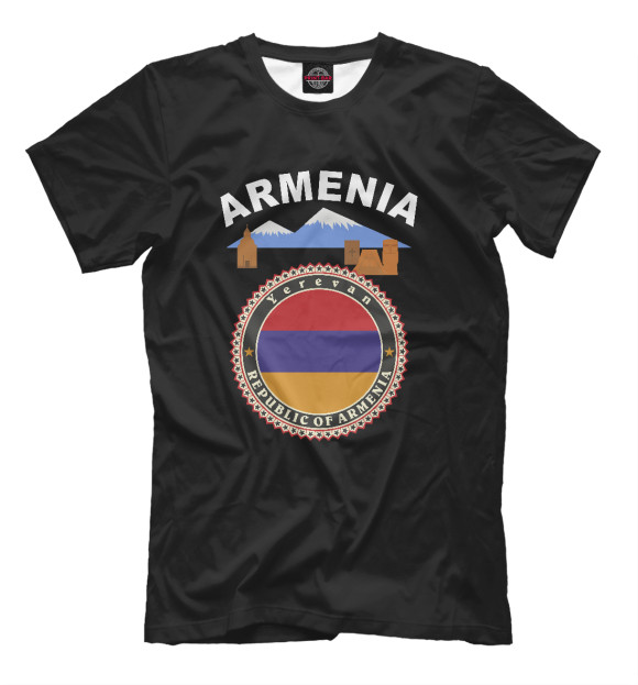 Мужская футболка с изображением Armenia цвета Белый