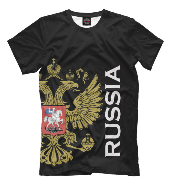 Мужская футболка с изображением Россия цвета Белый