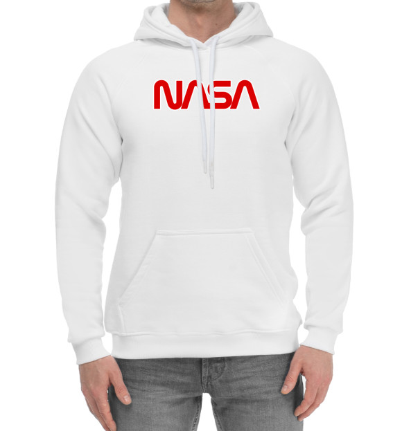 Мужской хлопковый худи с изображением NASA цвета Белый