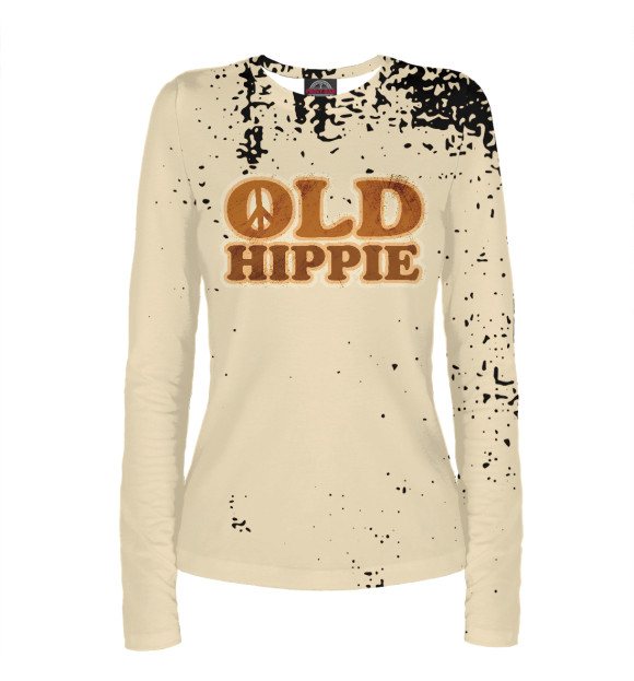 Женский лонгслив с изображением Old Hippie Peace Sign цвета Белый