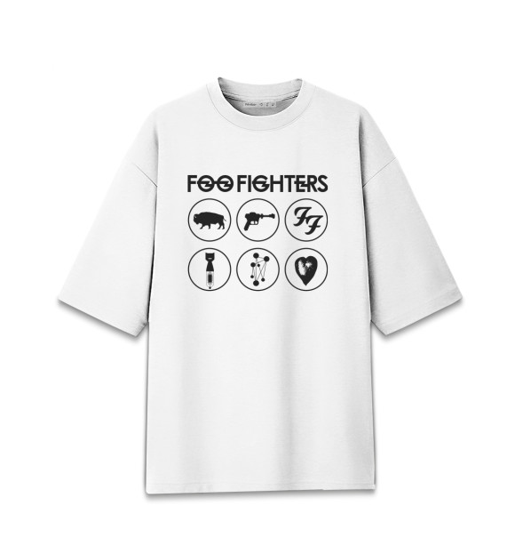 Мужская футболка оверсайз с изображением Foo Fighters цвета Белый