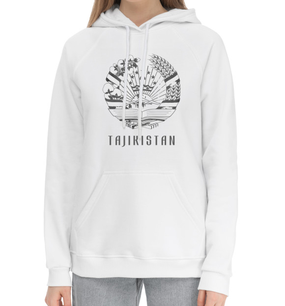 Женский хлопковый худи с изображением Tajikistan цвета Белый