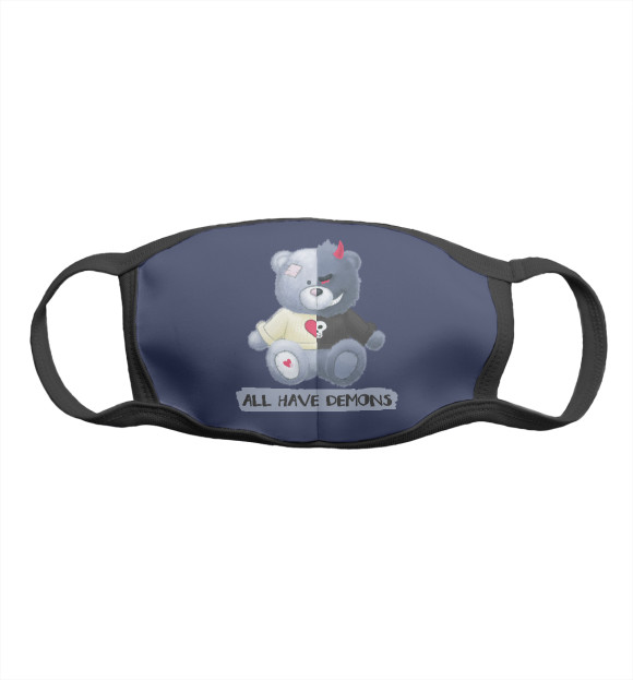 Маска тканевая с изображением Мишка-демон цвета Белый