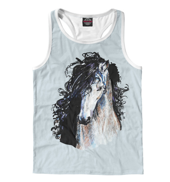 Мужская майка-борцовка с изображением Лошадь нежность цвета Белый