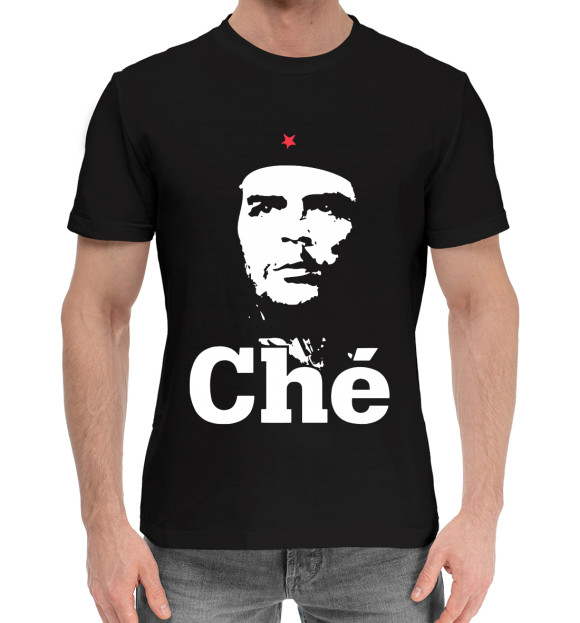 Мужская хлопковая футболка с изображением Че Гевара цвета Черный
