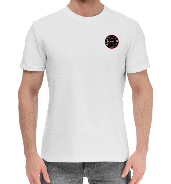 Мужская хлопковая футболка с изображением BTS диск белый цвета Белый
