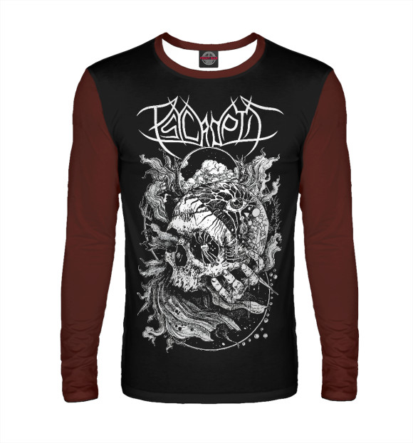 Мужской лонгслив с изображением Psycroptic (психоделика) цвета Белый