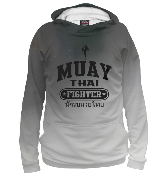 Женское худи с изображением Muay Thai Fighter цвета Белый