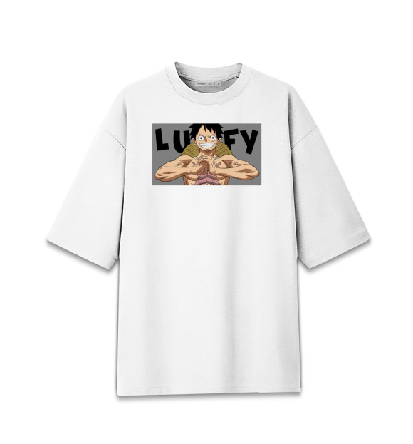Женская футболка оверсайз с изображением Луффи цвета Белый