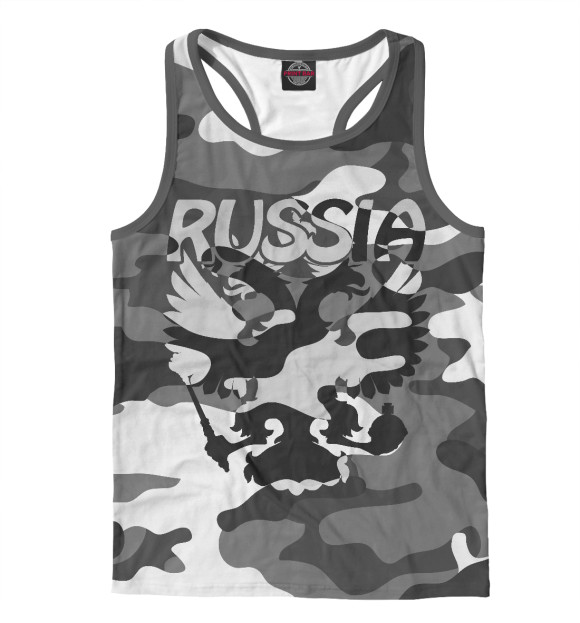 Мужская майка-борцовка с изображением Russia цвета Белый