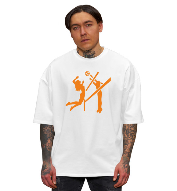 Мужская футболка оверсайз с изображением Волейбол цвета Белый