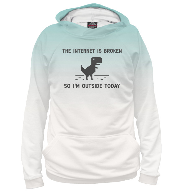Женское худи с изображением Internet Is broken цвета Белый