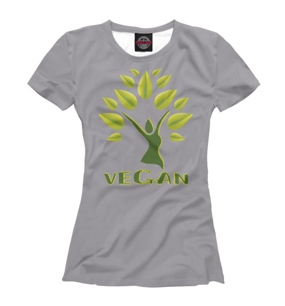 Футболка для девочек с изображением VEGAN цвета Белый
