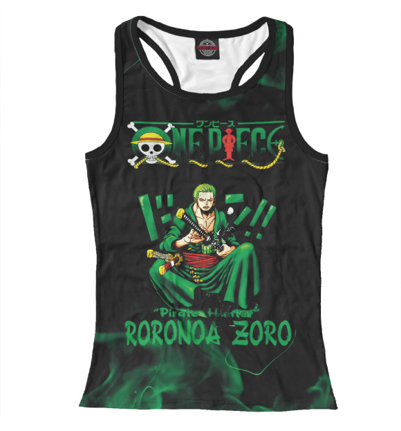 Женская майка-борцовка с изображением One Piece Большой куш цвета Белый