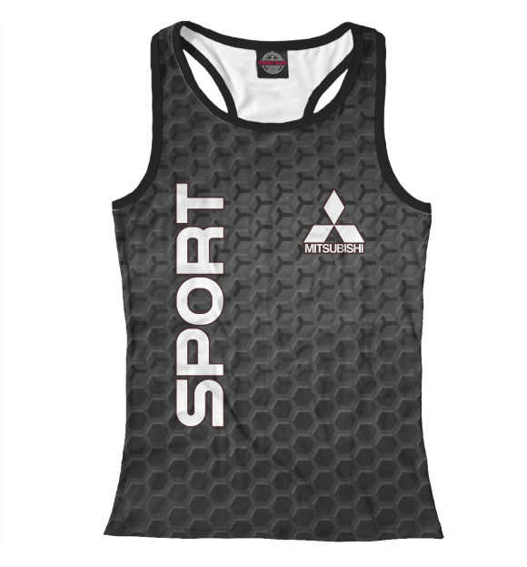 Женская майка-борцовка с изображением Mitsubishi соты на темном фоне цвета Белый