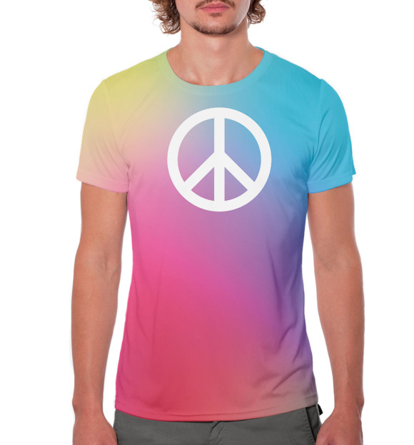 Мужская футболка с изображением Peace цвета Белый