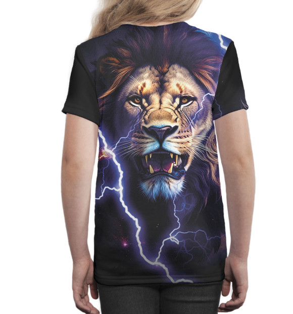 Футболка для девочек с изображением Лев цвета Белый