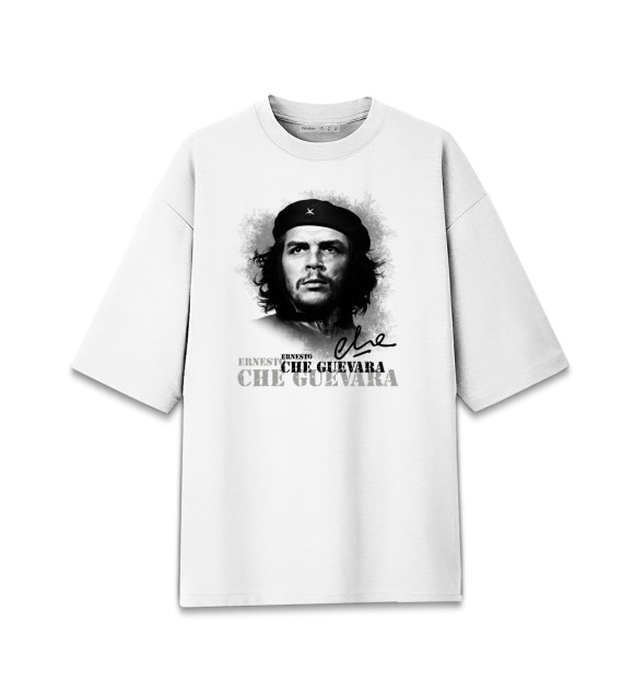 Мужская футболка оверсайз с изображением Че Гевара (белый фон) цвета Белый