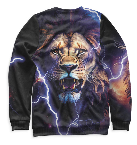 Мужской свитшот с изображением Лев цвета Белый