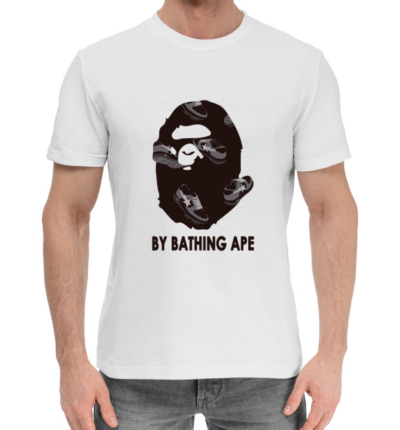 Мужская хлопковая футболка с изображением By Bathing Ape цвета Белый
