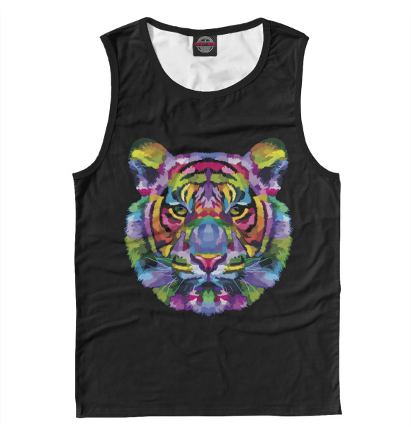 Мужская майка с притом Color tiger цвета Белый Мужская майка с изображением Color tiger цвета Белый