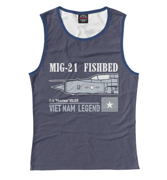 Майка для девочки с изображением Миг-21 цвета Белый