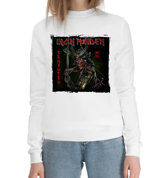 Женский хлопковый свитшот с изображением Iron Maiden цвета Белый