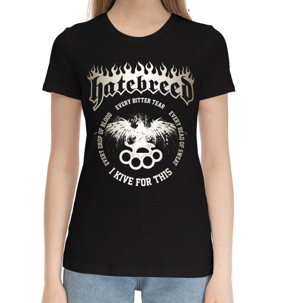 Женская хлопковая футболка с изображением Hatebreed цвета Черный