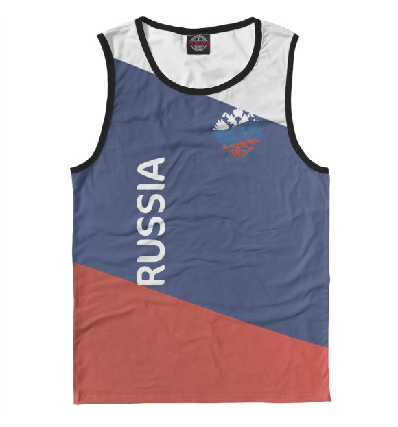 Майка для мальчика с изображением Флаг и герб России цвета Белый