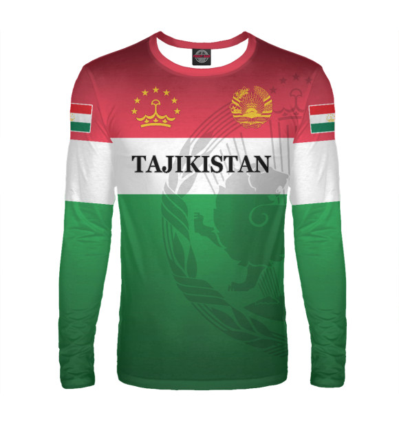 Мужской лонгслив с изображением Таджикистан цвета Белый