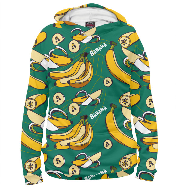 Мужское худи с изображением Banana pattern цвета Белый