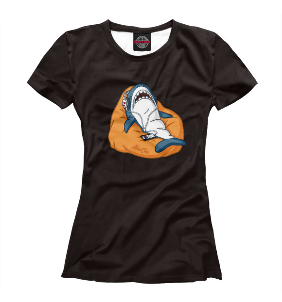 Женская футболка с изображением Акула оранжевая цвета Белый