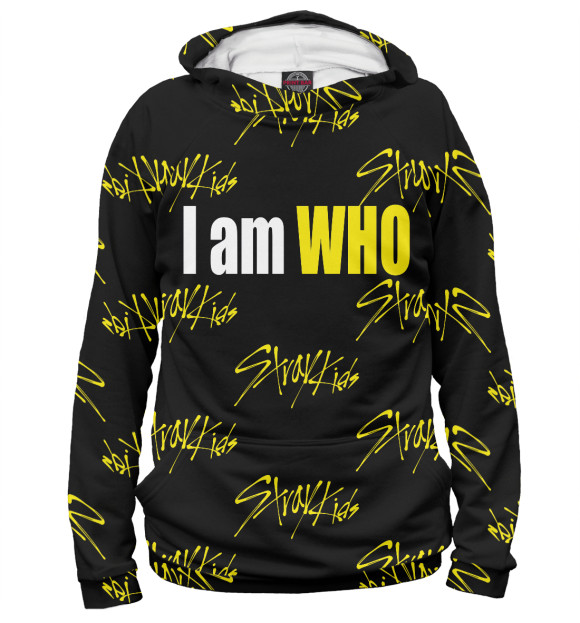 Мужское худи с изображением Stray Kids Iam WHO цвета Белый