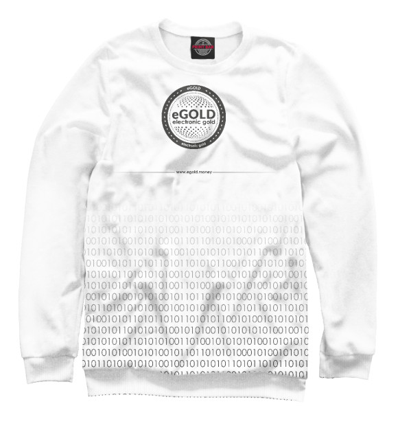 Мужской свитшот с изображением Coin black cod eGOLD цвета Белый