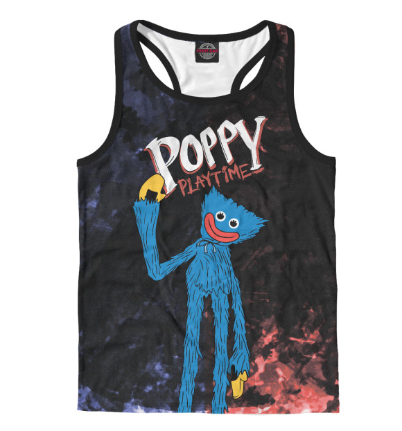 Мужская майка-борцовка с изображением Poppy Playtime Хагги Вагги цвета Белый