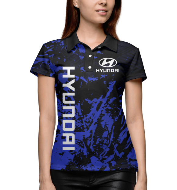 Женское поло с изображением Хендай, Hyundai цвета Белый